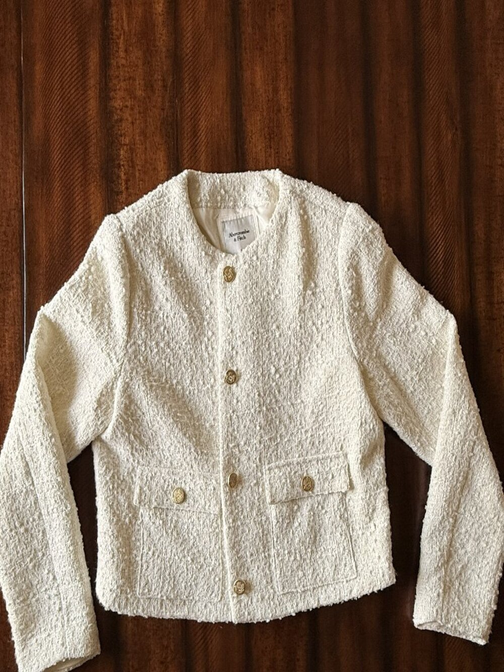 Abercrombie & Fitch Cream Tweed Gold Button Lady Jacket L